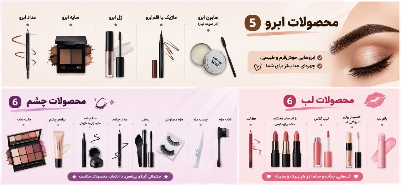 محصولات ابرو محصولات لب محصولات چشم